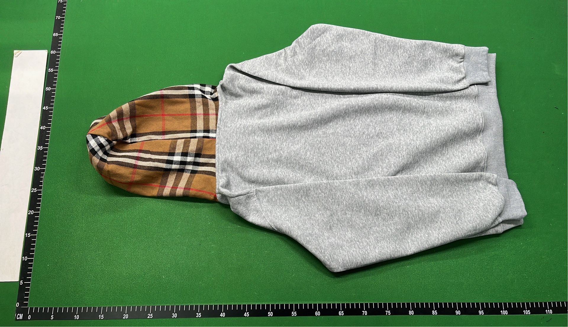 Black Hoodie with Red Logo and Checkered Lining