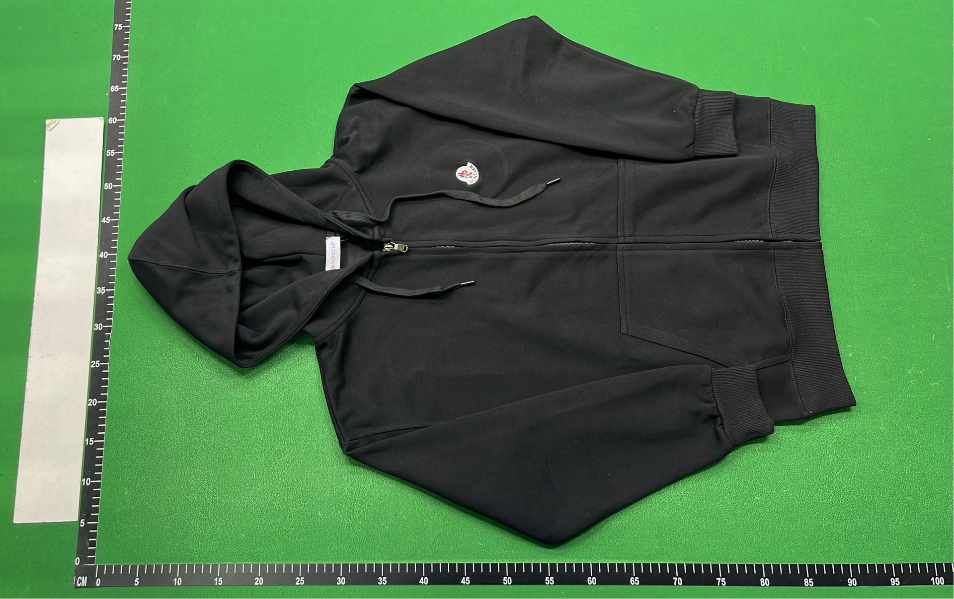 White Moncler Zip-Up Hoodie with Logo Patch