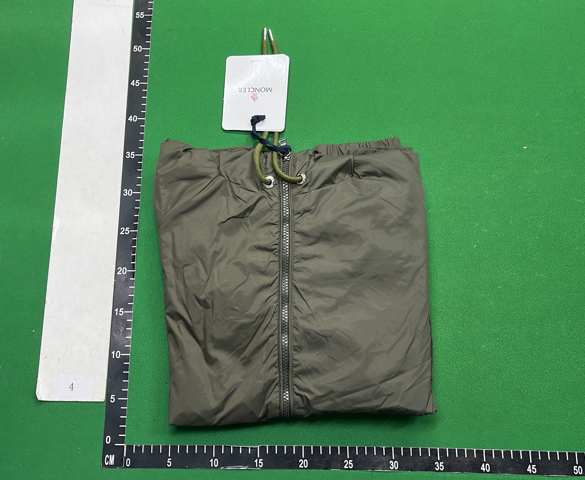 Olive Green Hooded Jacket with Logo Patch and Drawstring Hood