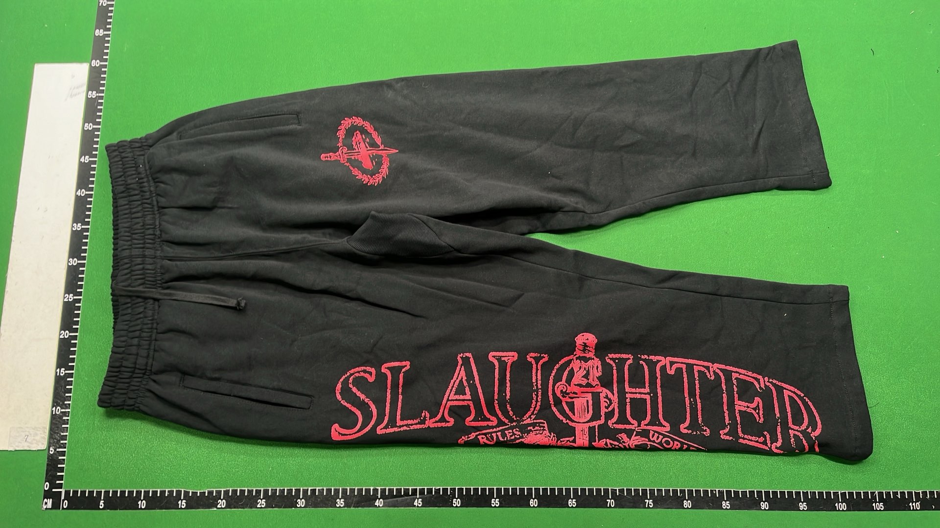 Black Pants with Red Graffiti Print