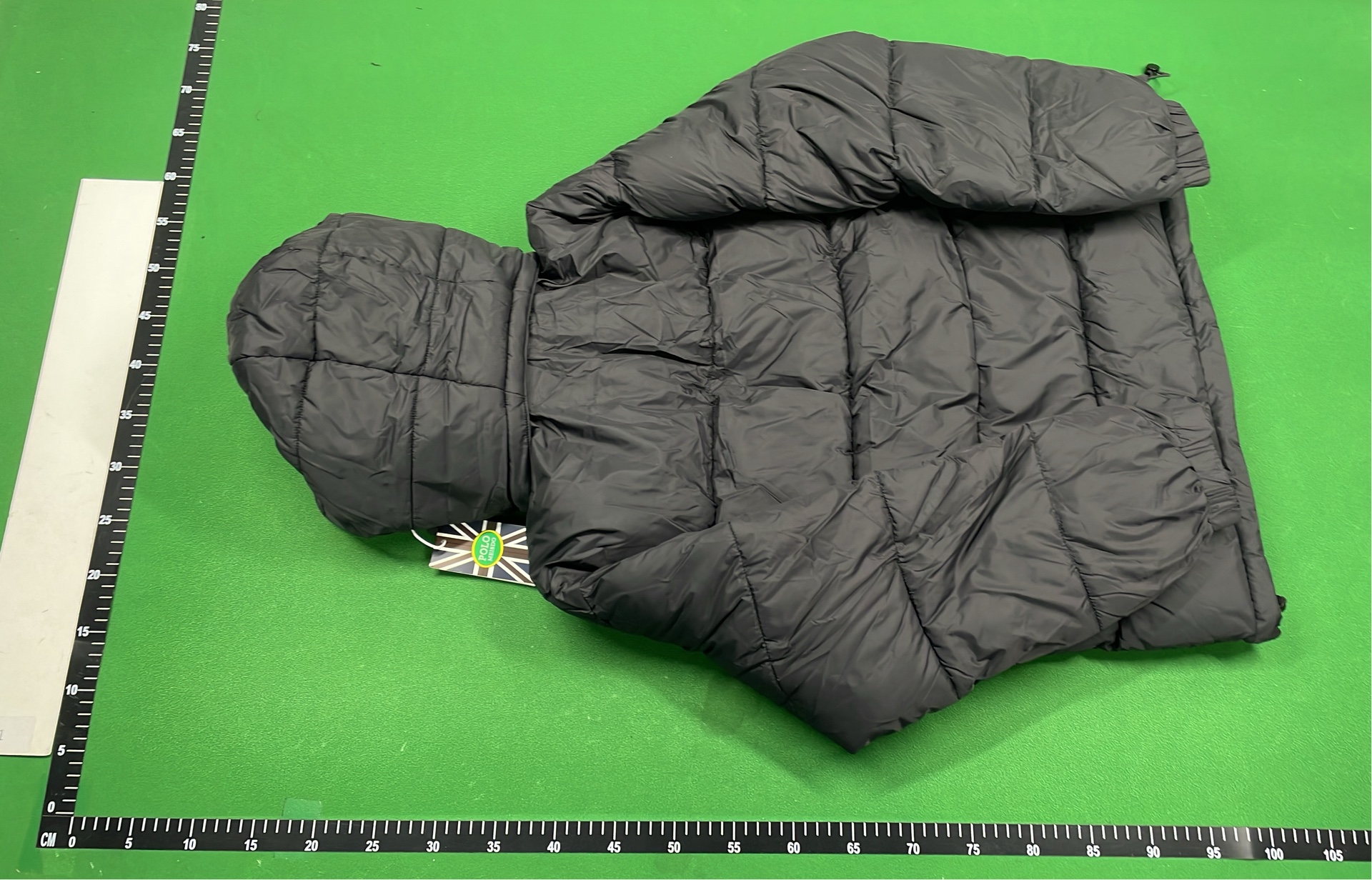 Men's Black Puffer Jacket with Hood and Logo
