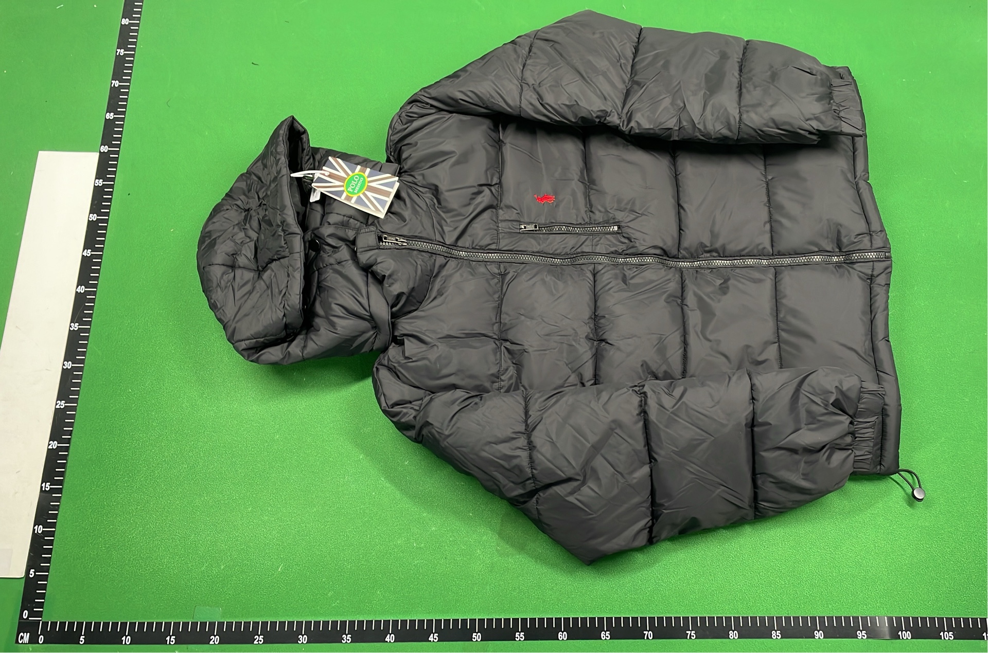 Men's Black Puffer Jacket with Hood and Logo