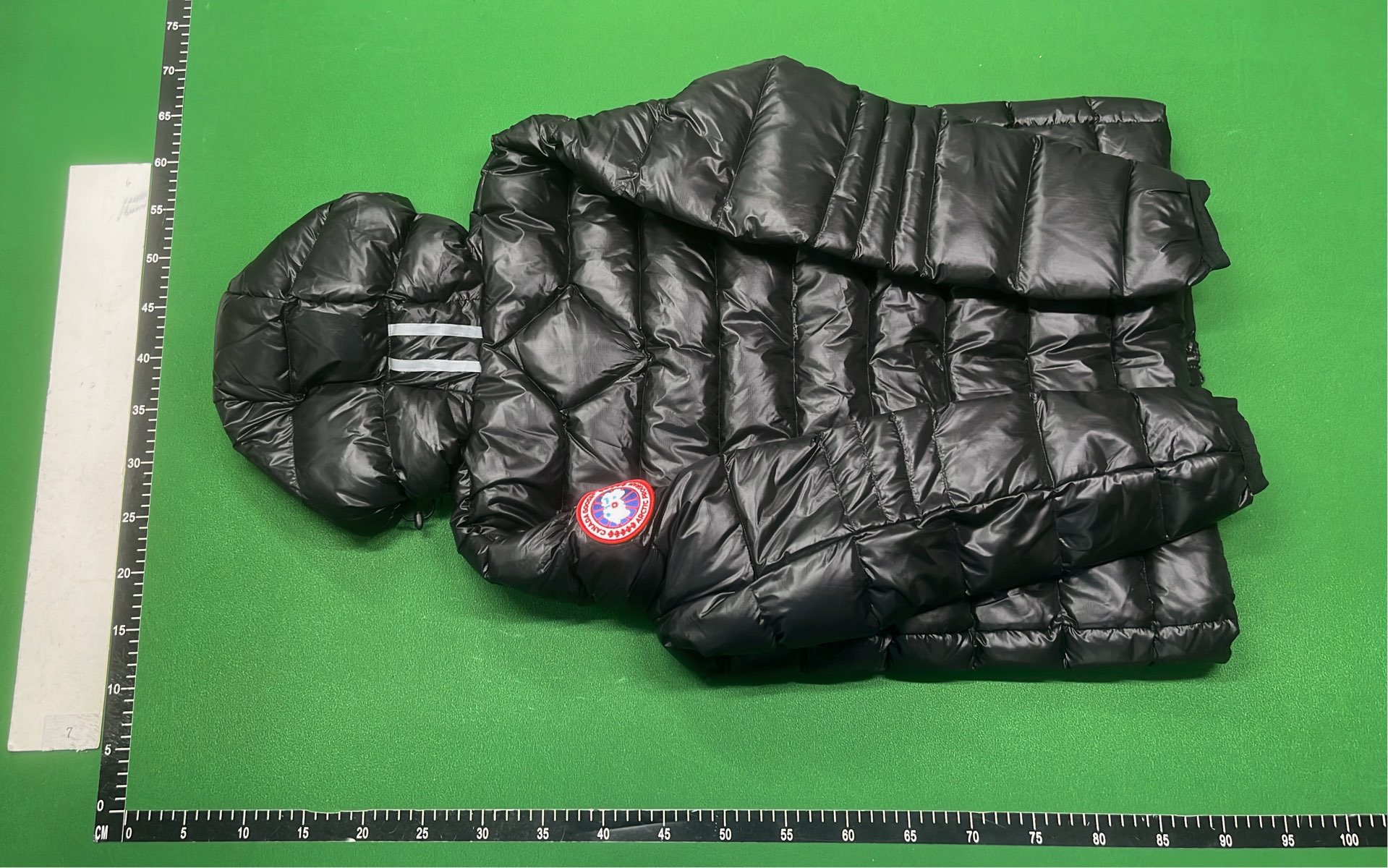 Canada Goose Black Down Jacket with Hood and Logo Patch