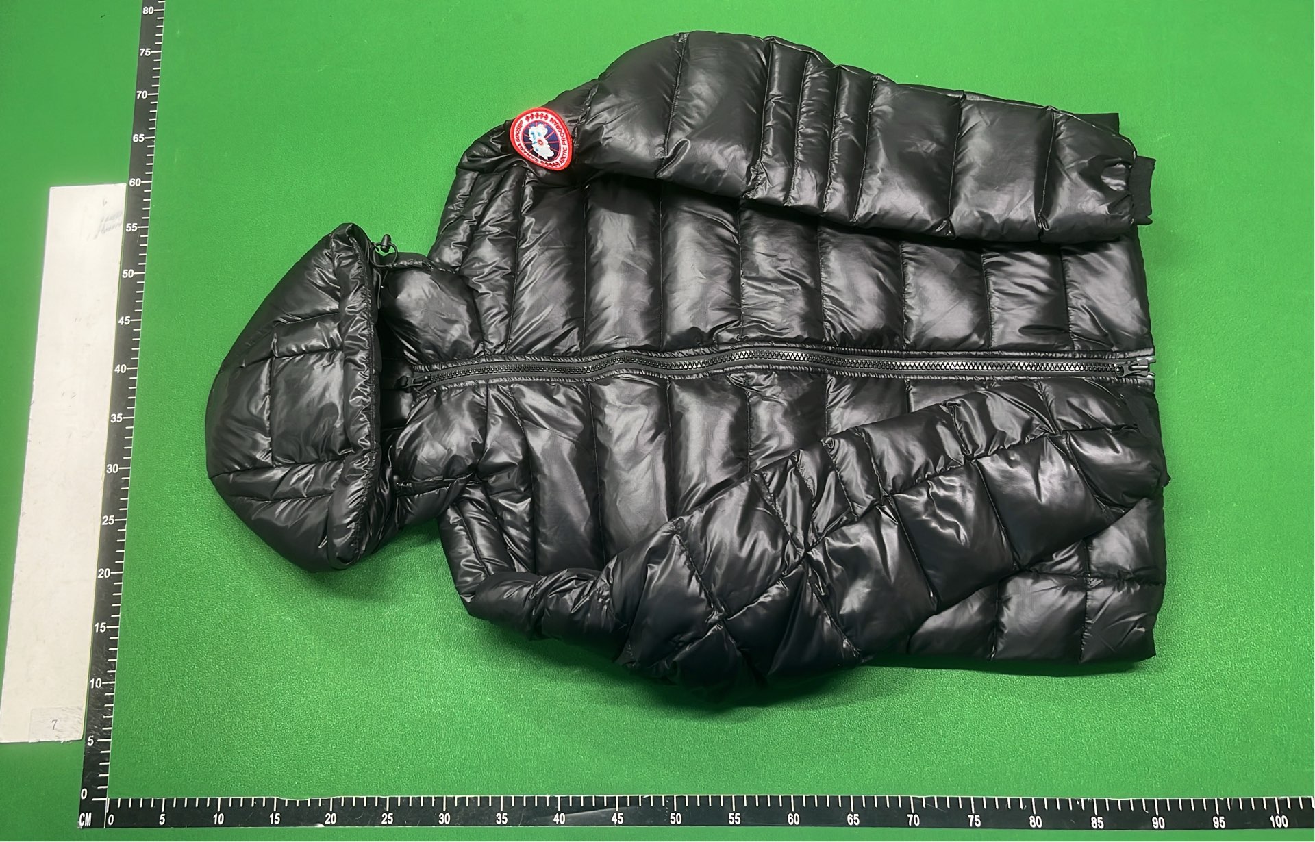 Canada Goose Black Down Jacket with Hood and Logo Patch