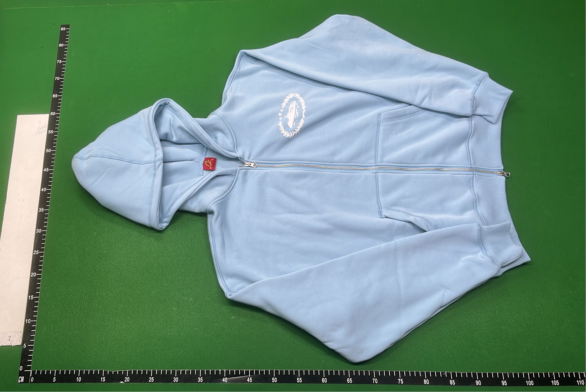 Light Blue Zip-Up Hoodie with Front Pocket