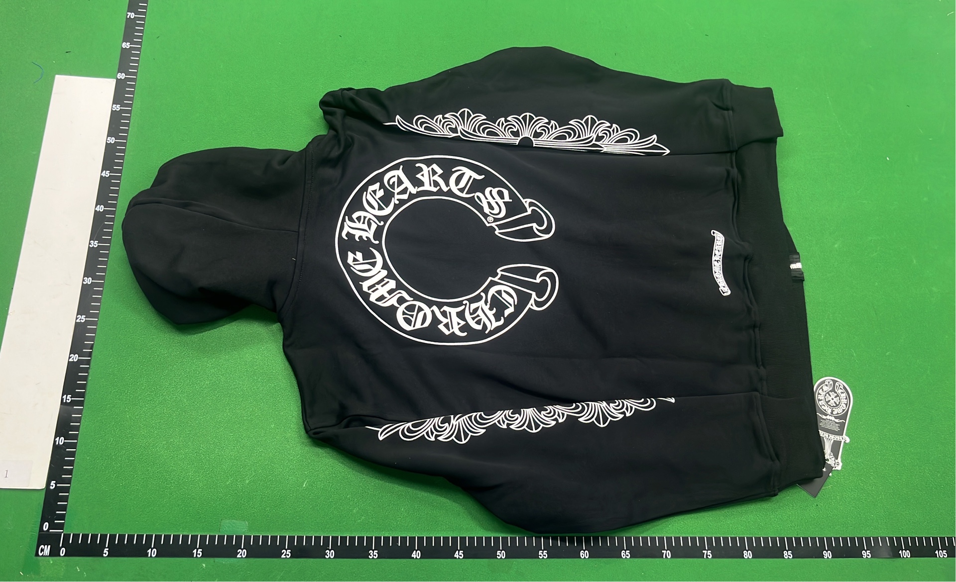 Chrome Hearts Hoodie with Horseshoe Logo and Ornate Sleeve Design