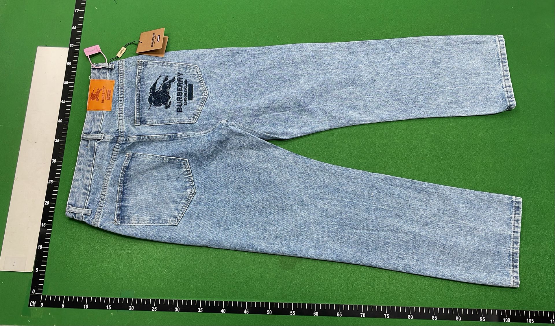Burberry Light Blue Denim Jeans with Equestrian Knight Logo