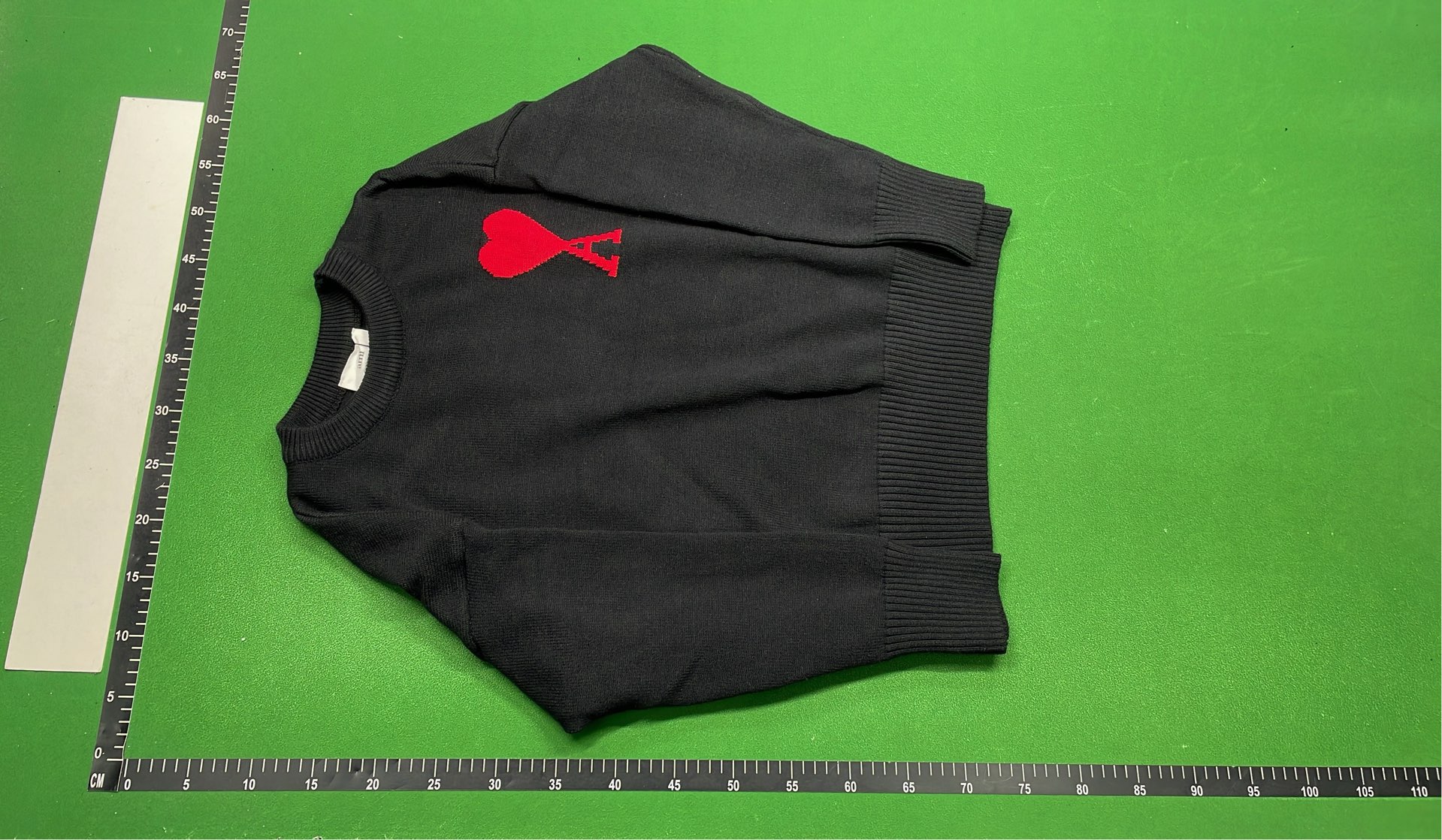White Knit Sweater with Red Heart and A Logo