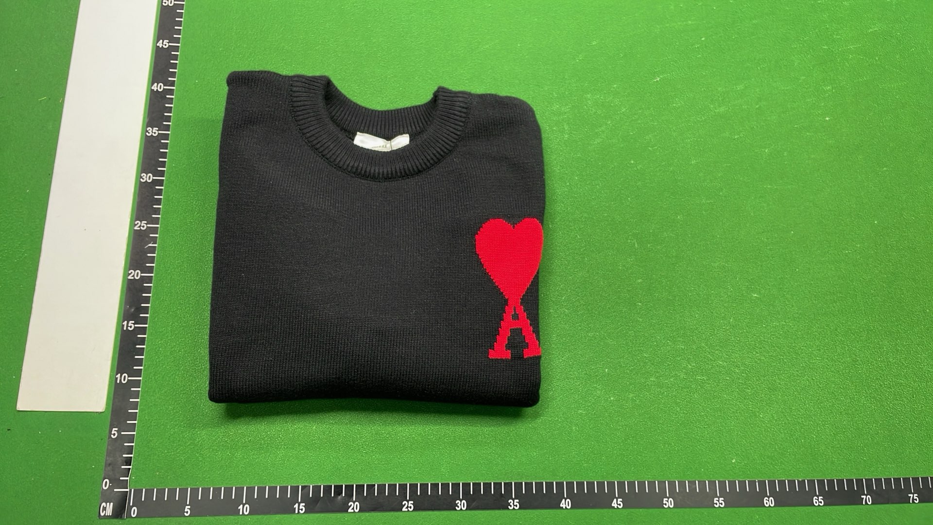 White Knit Sweater with Red Heart and A Logo