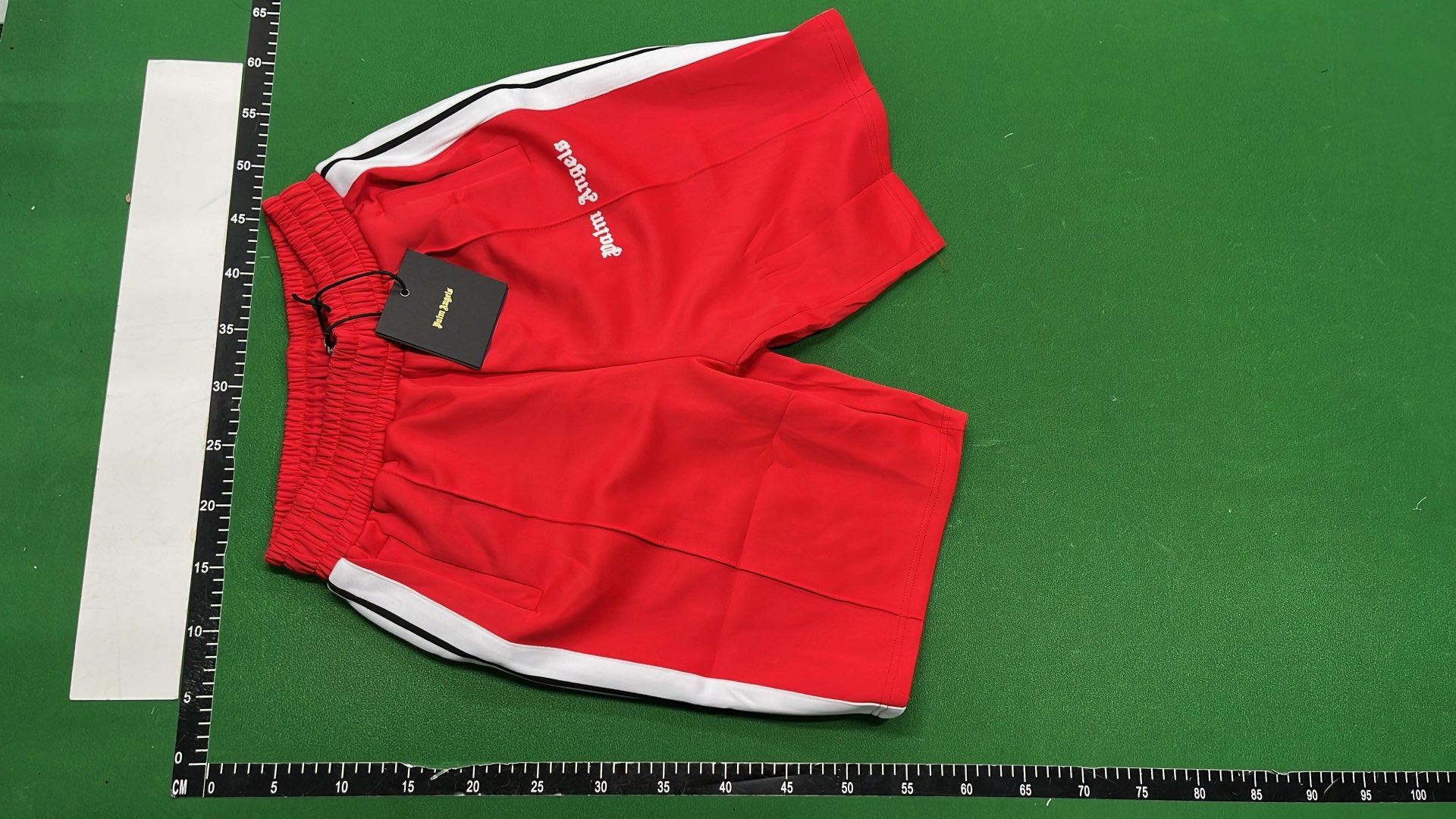 Palm Angels Light Blue Track Shorts with Side Stripes