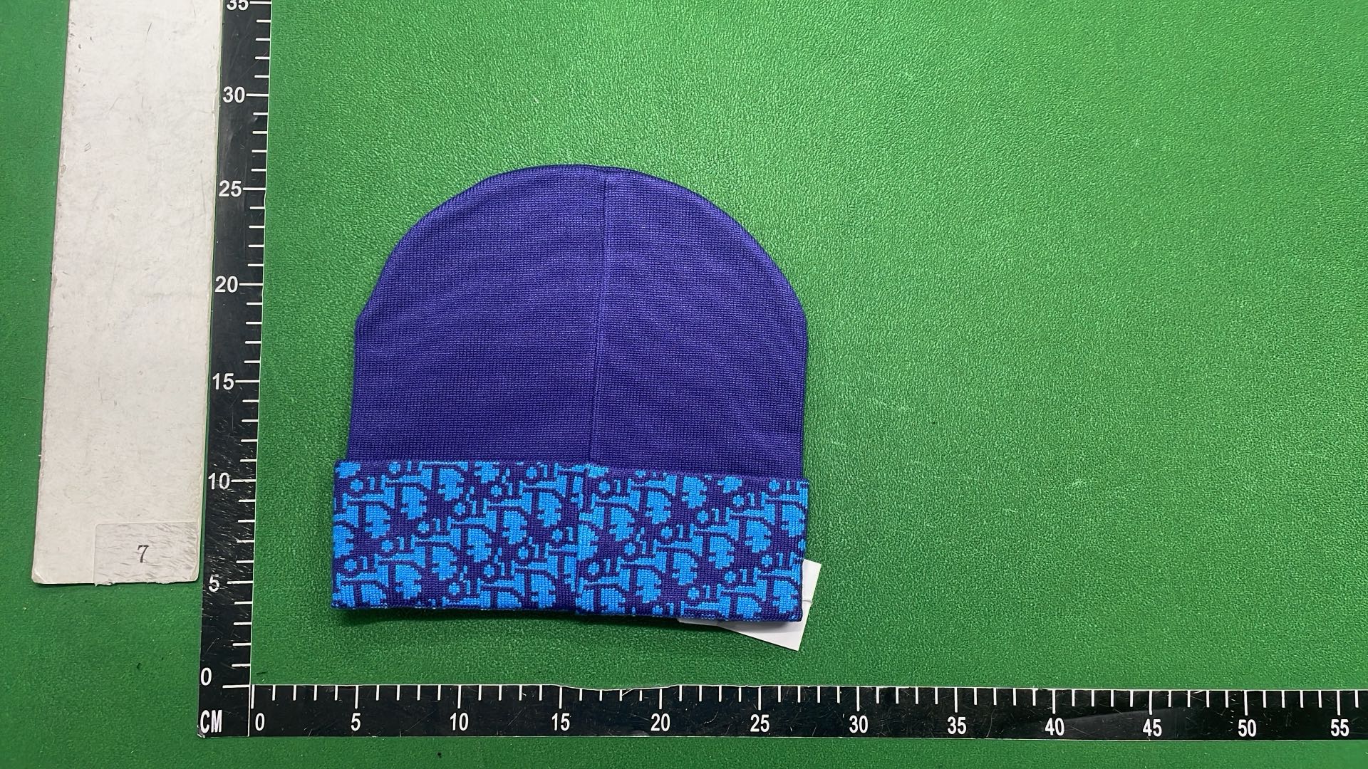 Dior Blue Knit Beanie with Logo Pattern