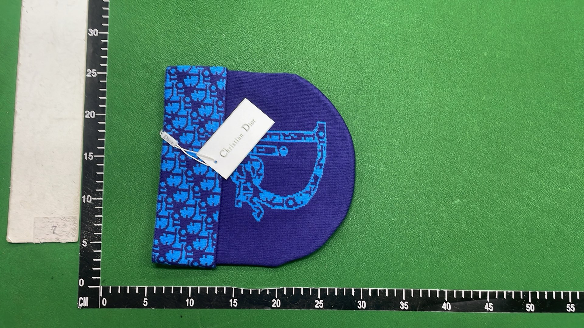 Dior Blue Knit Beanie with Logo Pattern