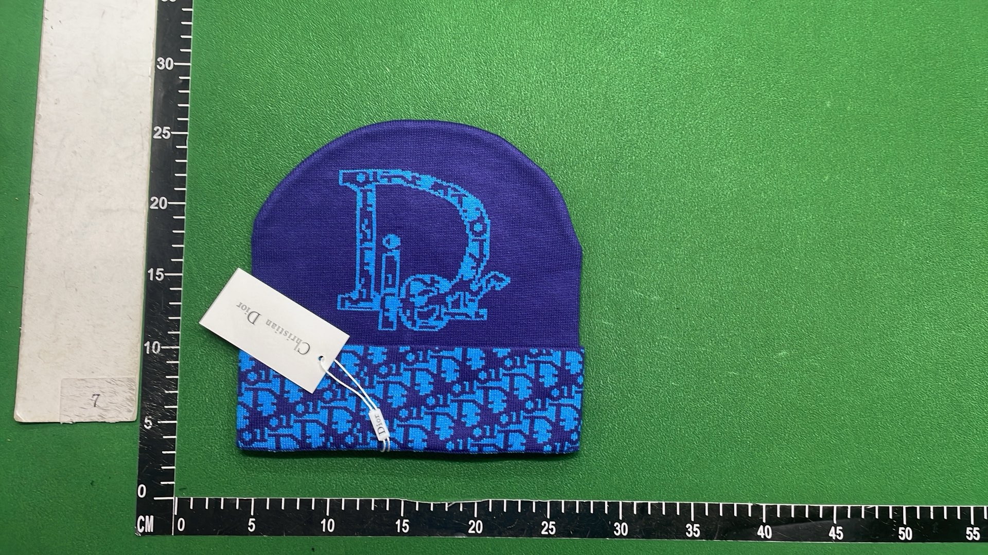 Dior Blue Knit Beanie with Logo Pattern
