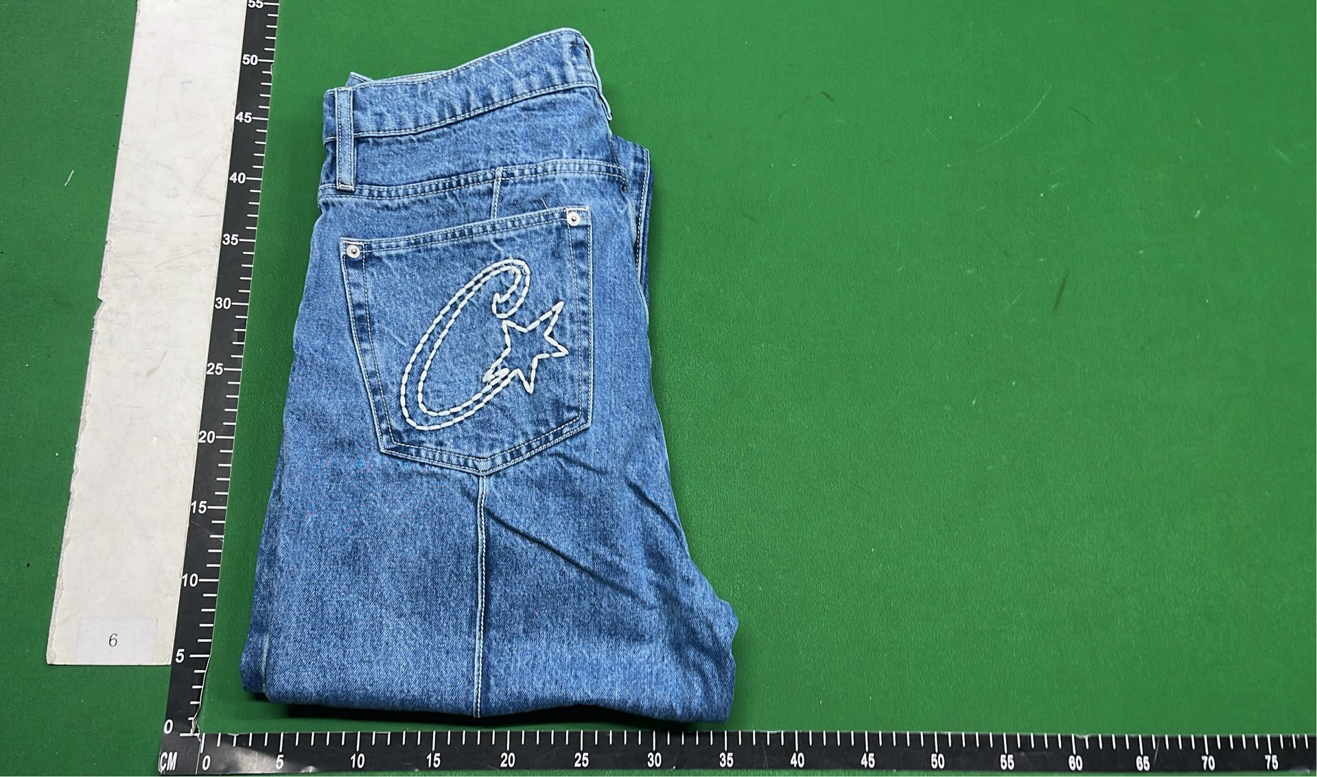 C*Star Denim Jeans with Star Patch and Logo Pockets