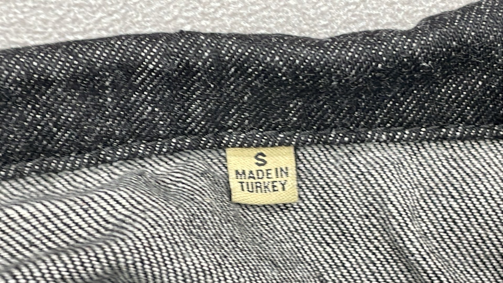 Black Denim Jacket with Silver Buttons and Tags