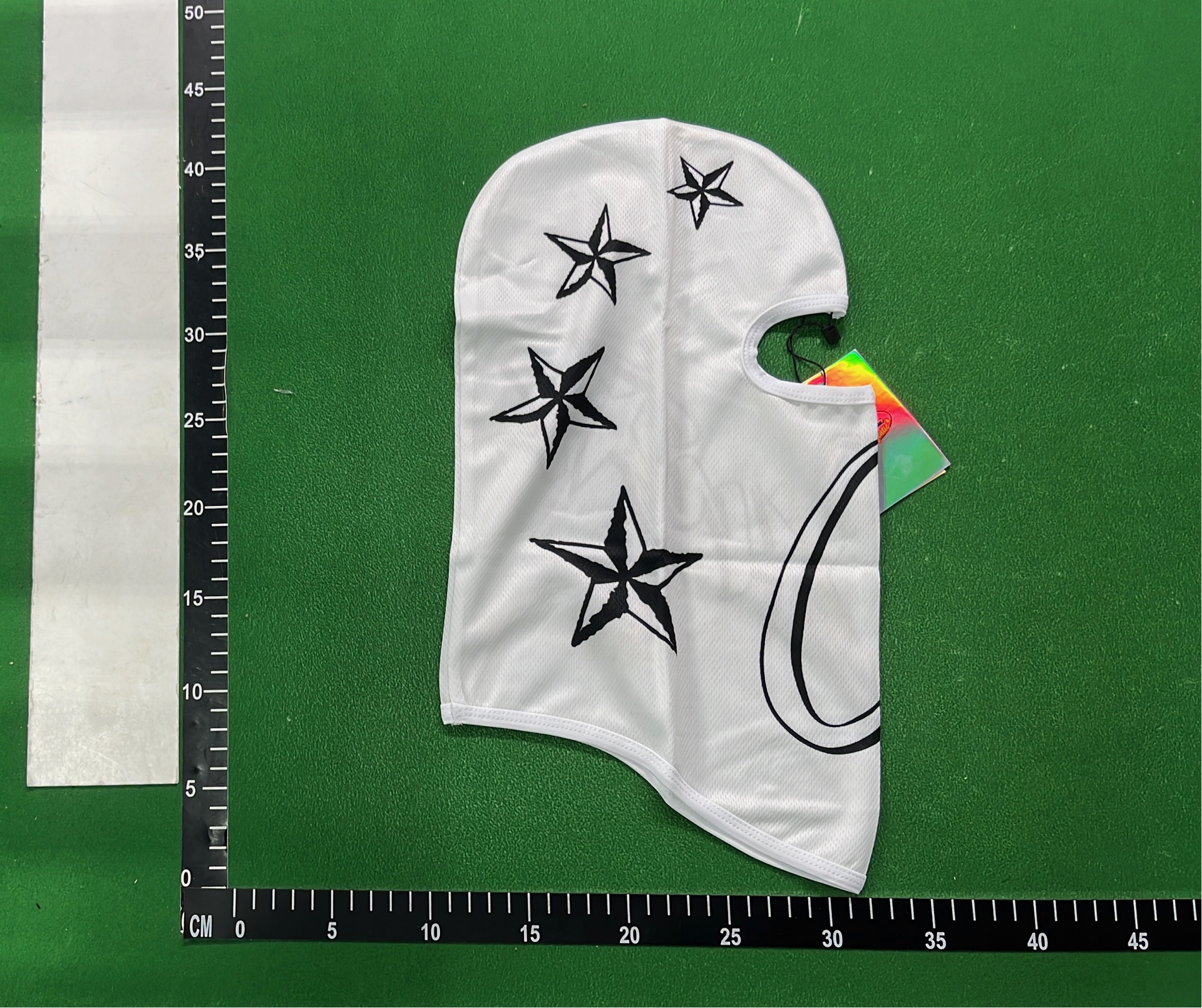 Black Star Pattern Face Mask with White Stars and Logo