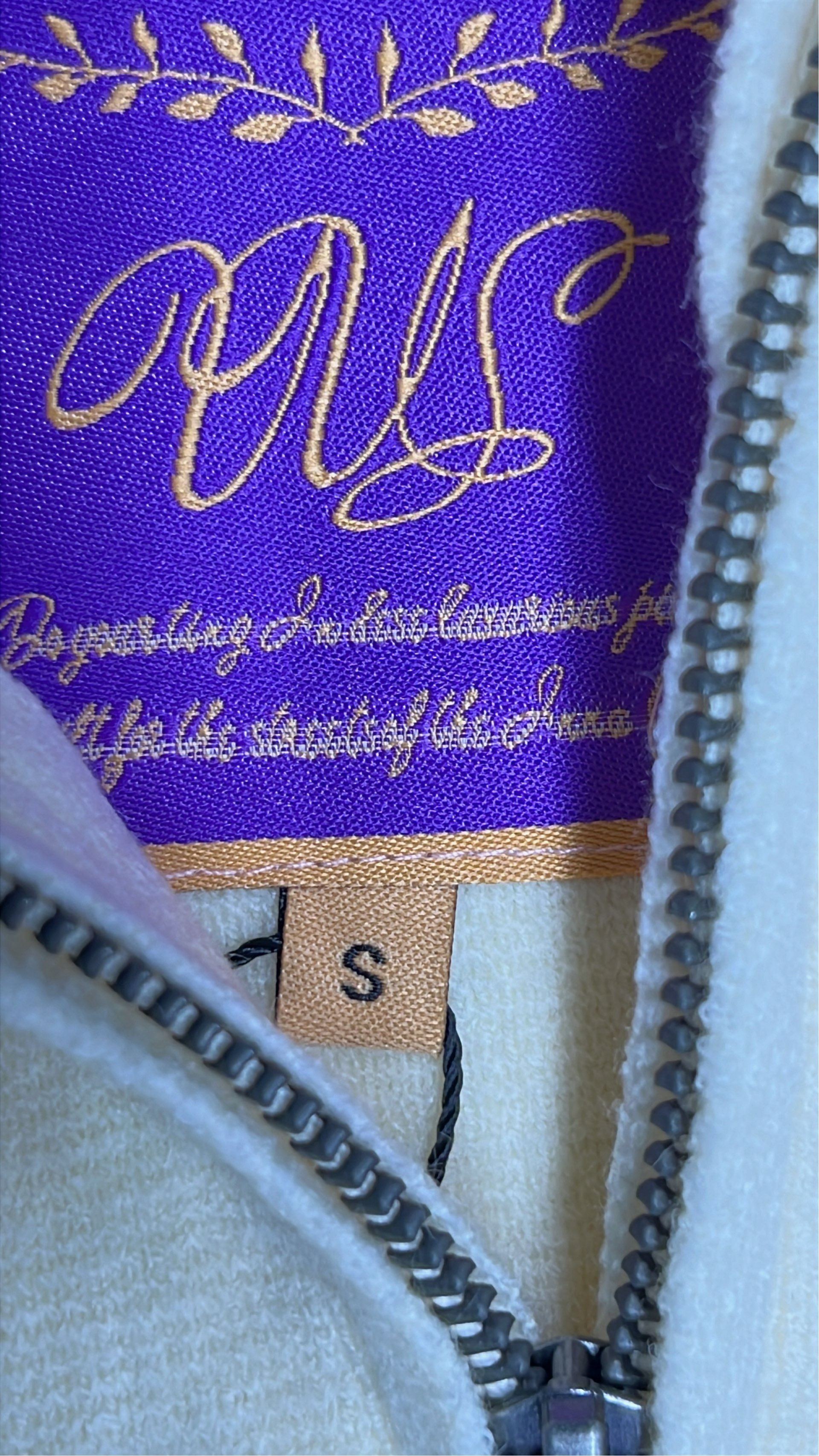 Champion Cream Track Jacket with Red and Blue Stripes