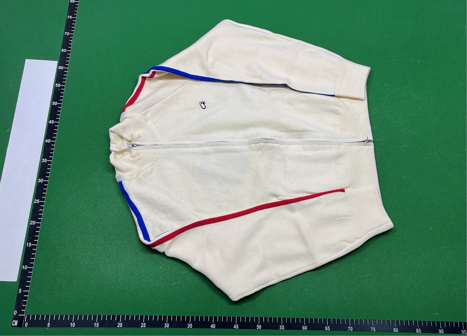 Champion Cream Track Jacket with Red and Blue Stripes