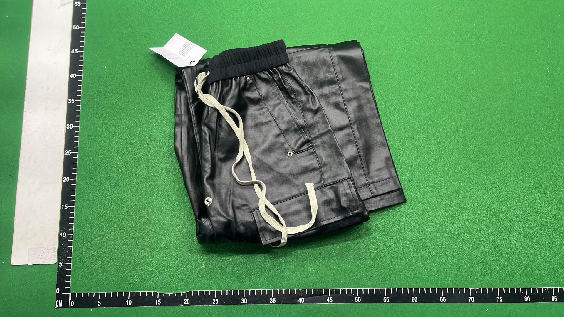 Black Leather Cargo Pants with Drawstring Waist