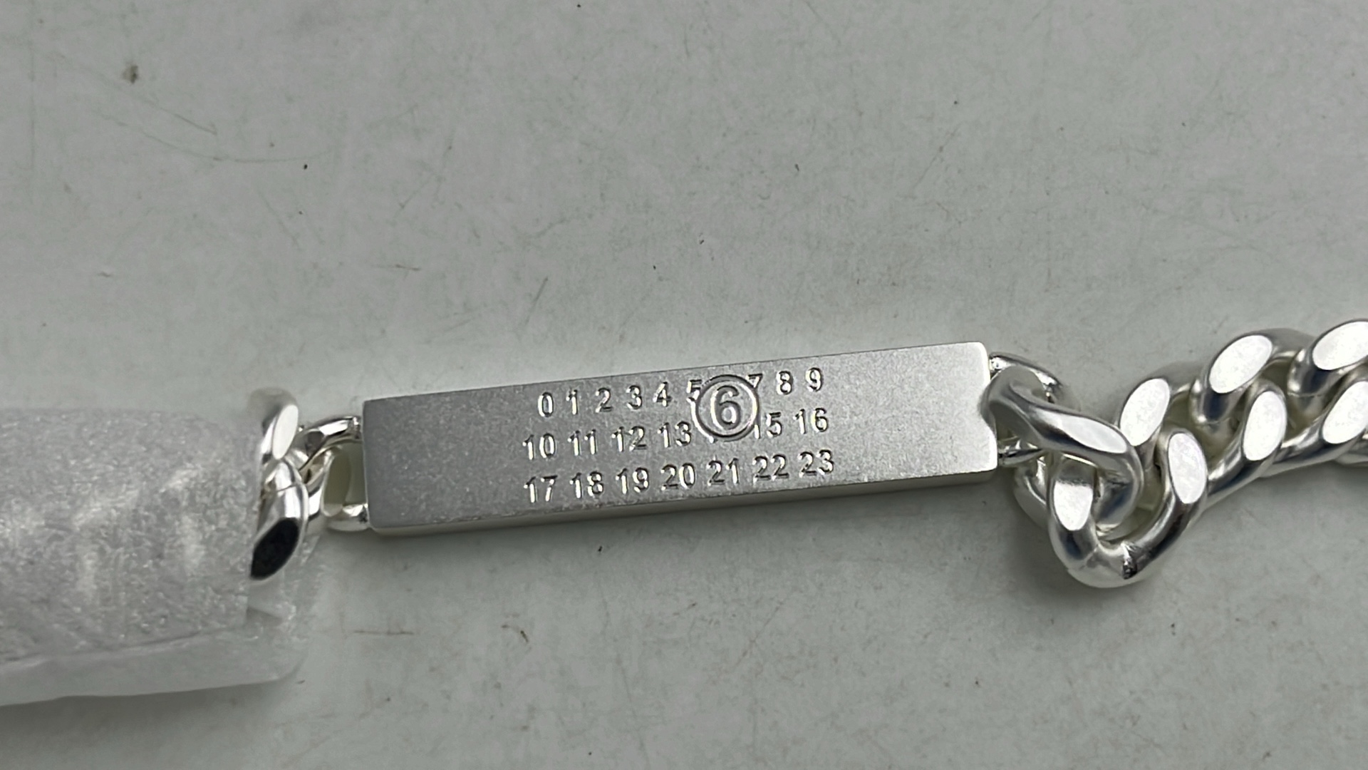 MM6 Silver Chain Bracelet with Engraved Plate