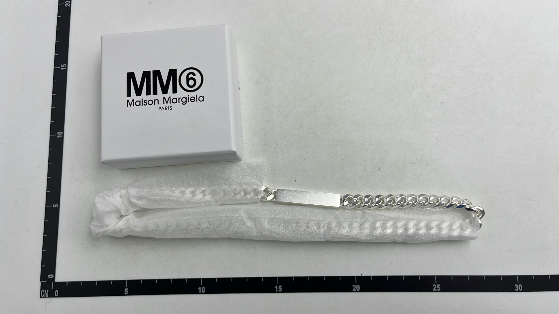 MM6 Silver Chain Bracelet with Engraved Plate