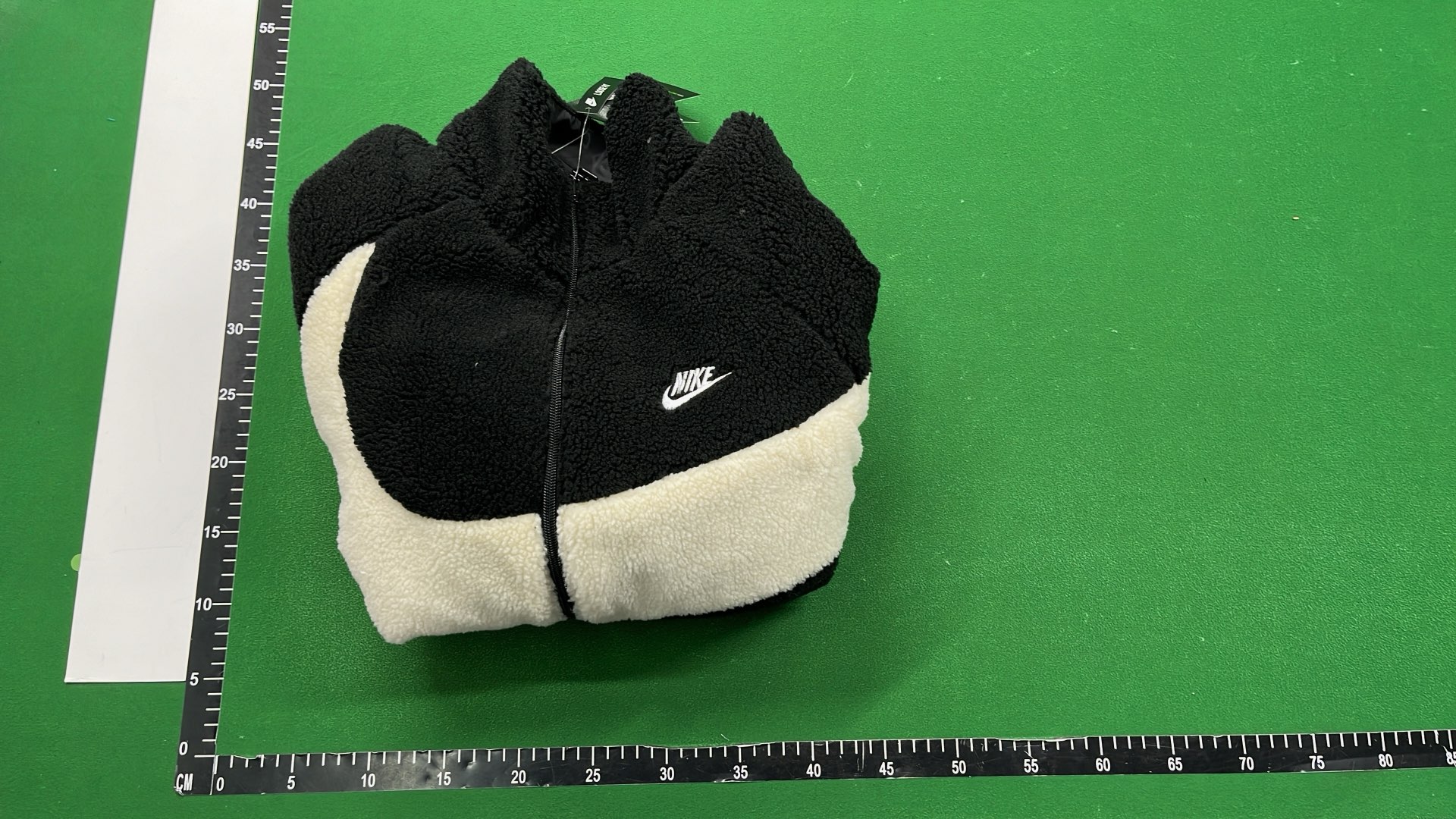 Nike Fleece Jacket with Large Swoosh Logo - White and Black