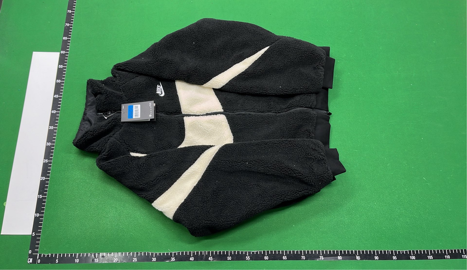 Nike Fleece Jacket with Large Swoosh Logo - White and Black