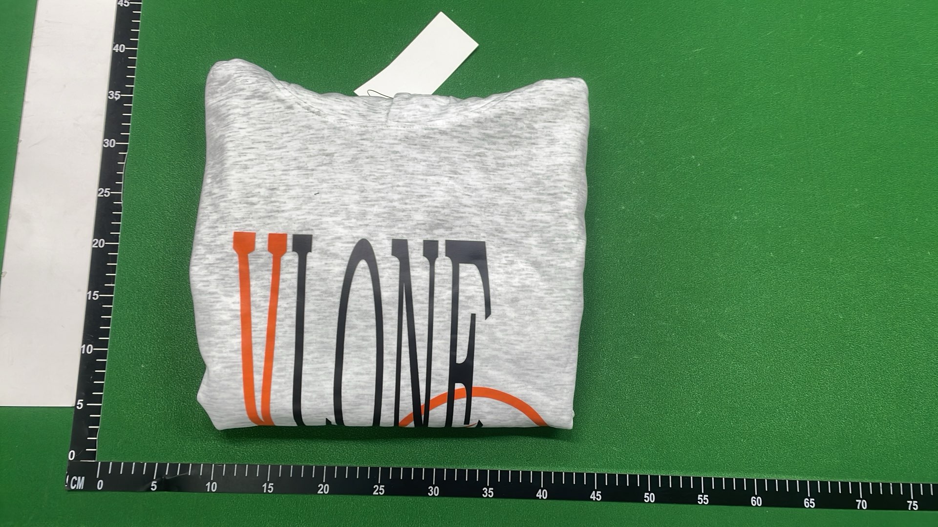 Vlone Hoodie Cream Color with Blue V Logo and LONE Print