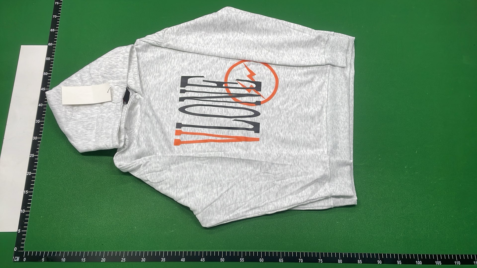 Vlone Hoodie Cream Color with Blue V Logo and LONE Print