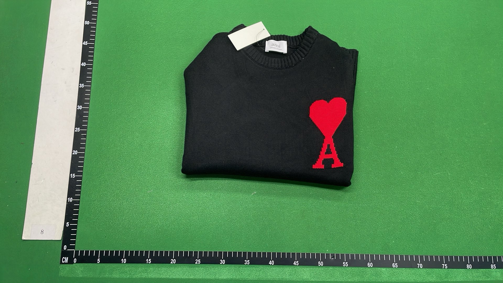 Green Knit Sweater with Heart and A Logo
