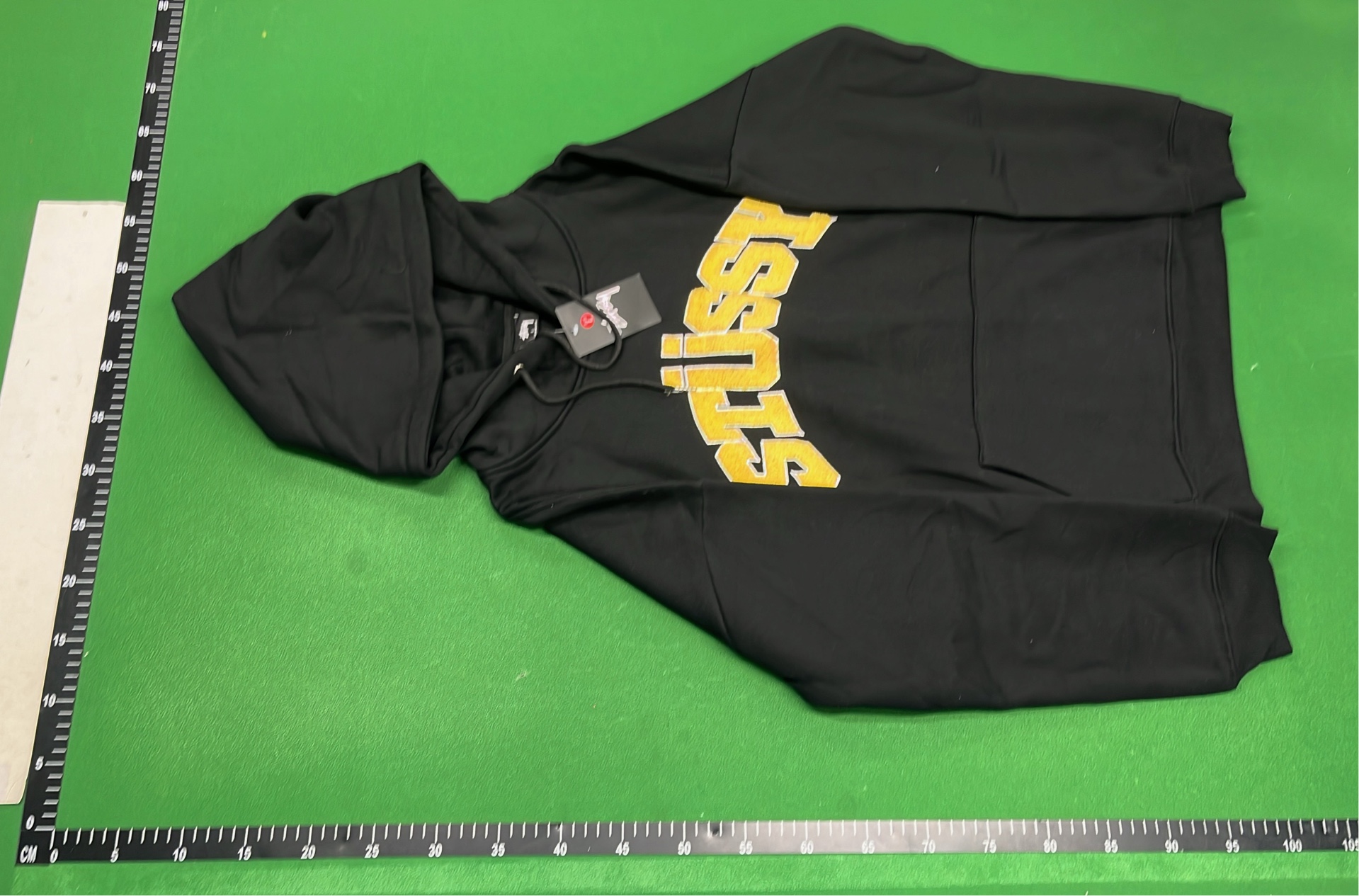 Stussy Gray Hoodie with Red Logo Arch