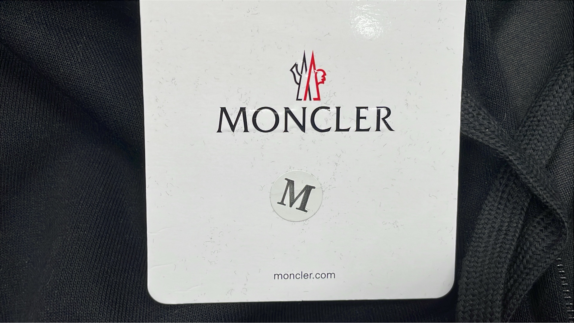 Moncler Black Hoodie Zip-Up Sweatshirt with Logo Patch