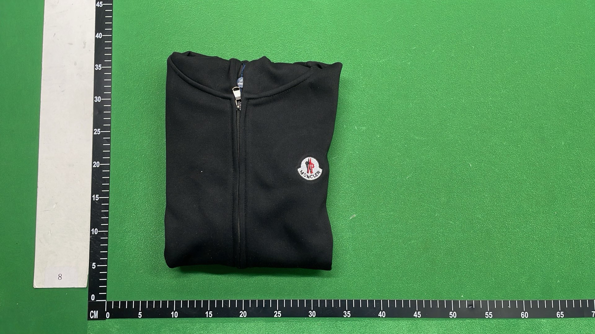 Moncler Black Hoodie Zip-Up Sweatshirt with Logo Patch