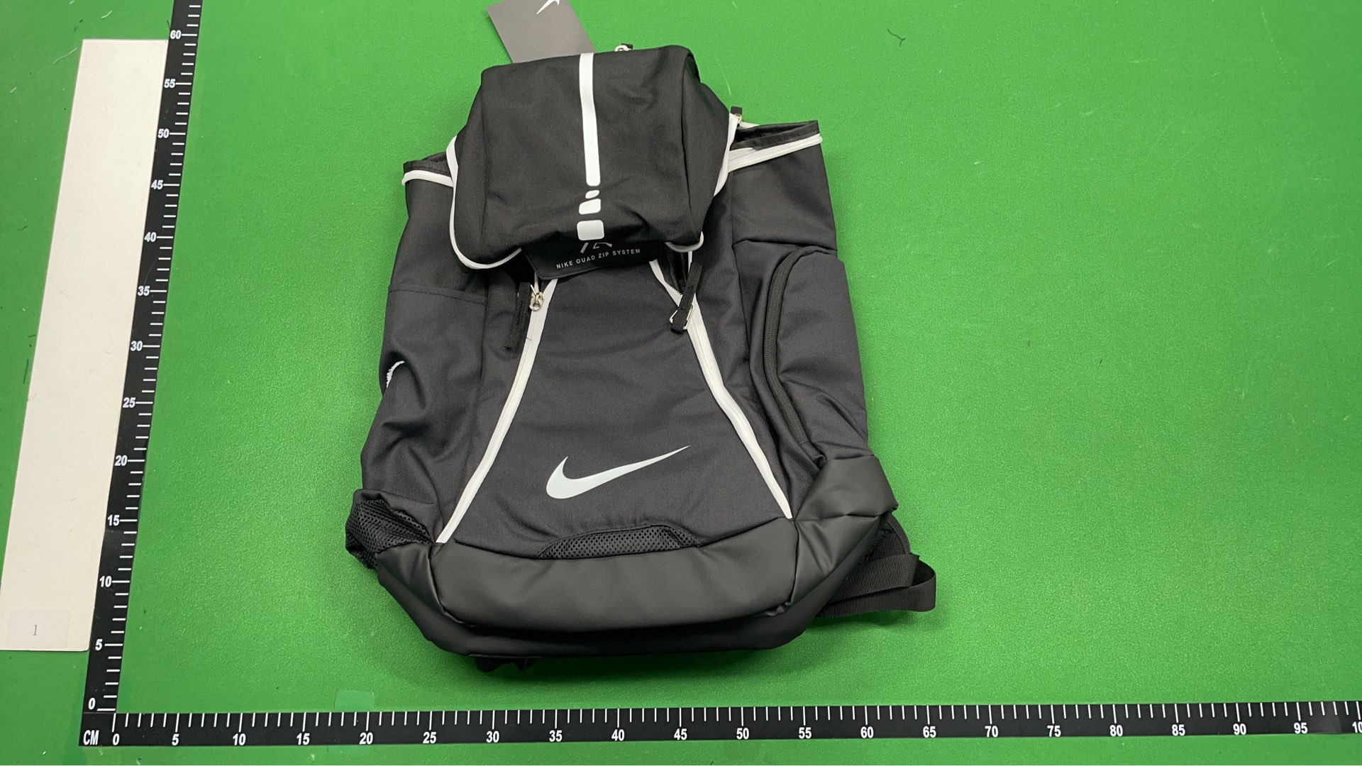 Nike Black Backpack with Gold Swoosh and Quad Zip System