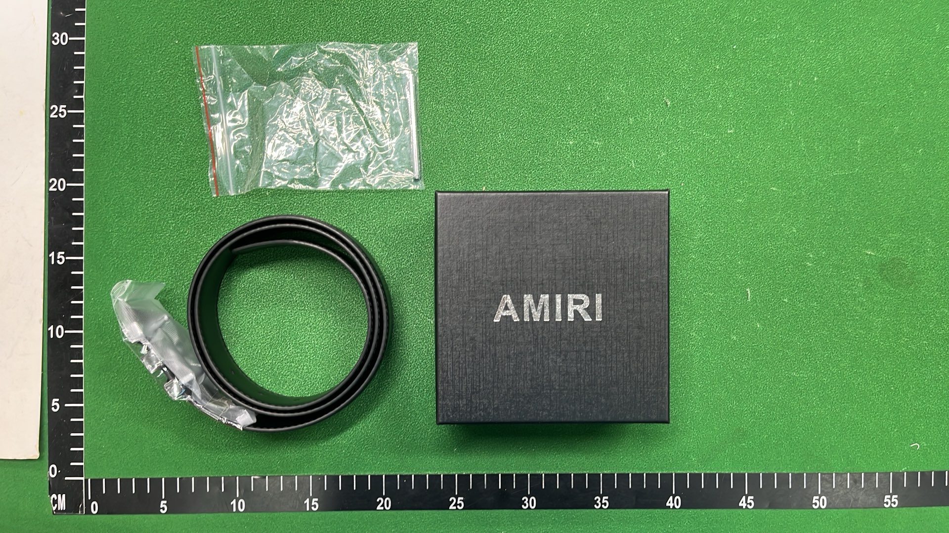 AMIRI Black Leather Belt with Logo Buckle