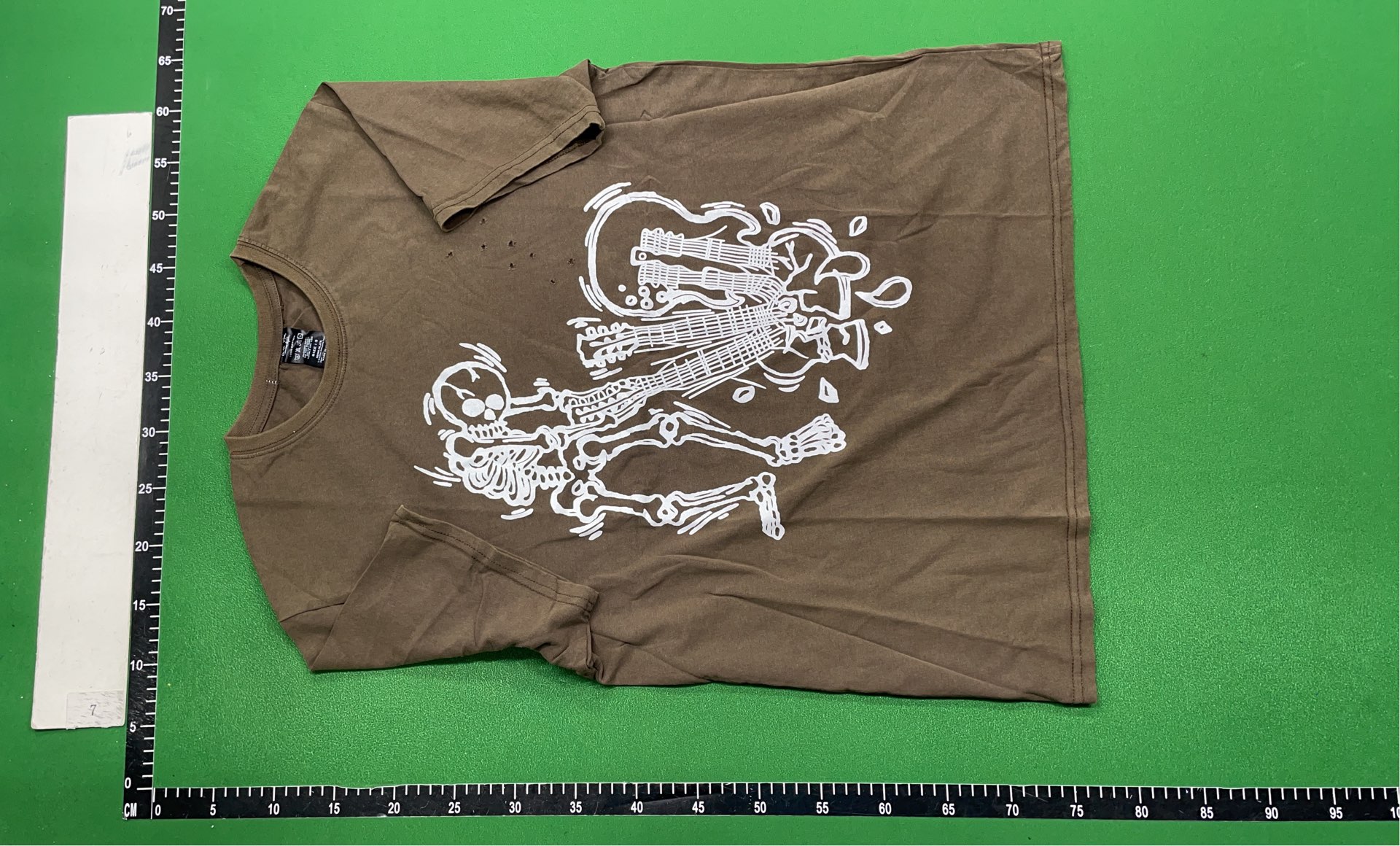Skeleton Playing Guitar T-Shirt - Dark Brown Design
