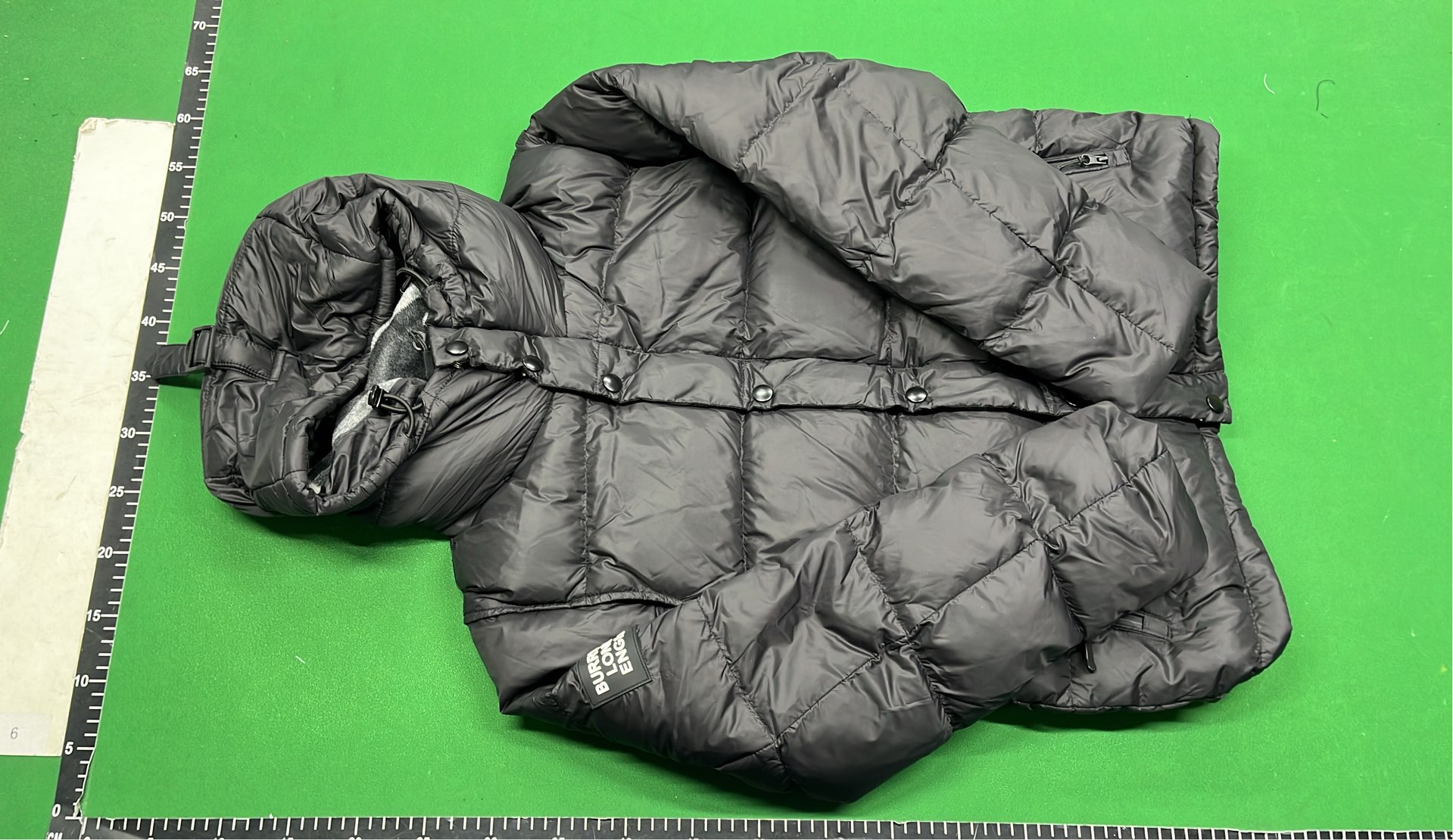 Burberry Black Puffer Jacket with Check Lining and Logo Patch