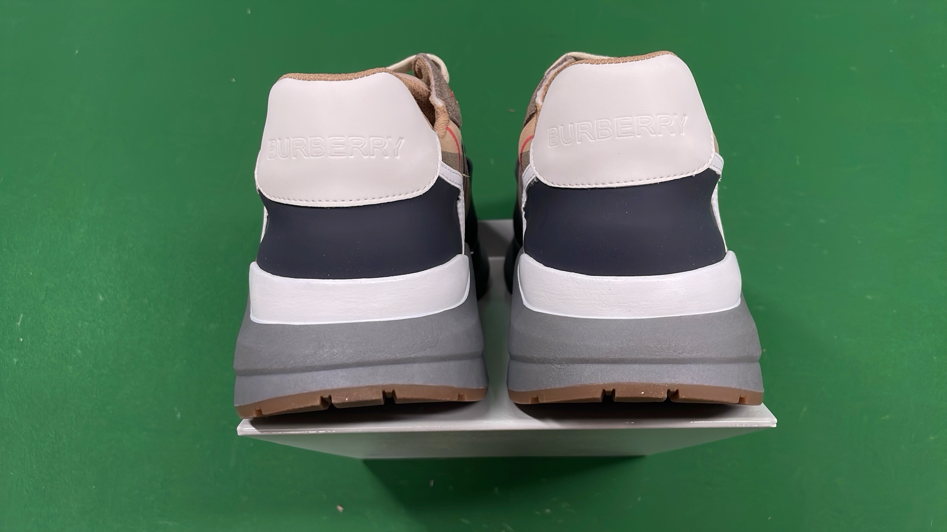 Burberry Check Pattern White Sneakers for Women