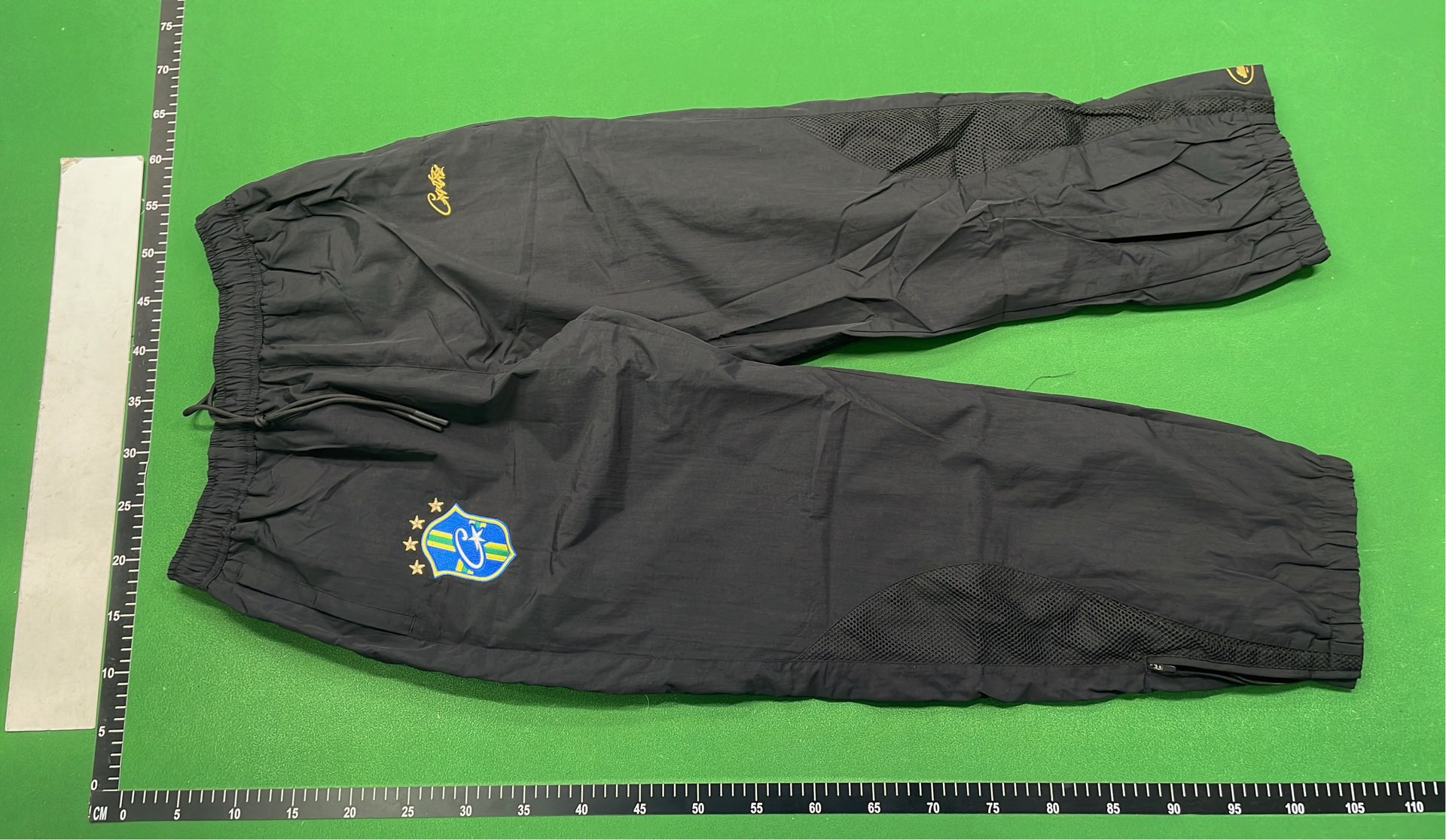 Black Celtic Brand Track Pants with Logo and Mesh Panels