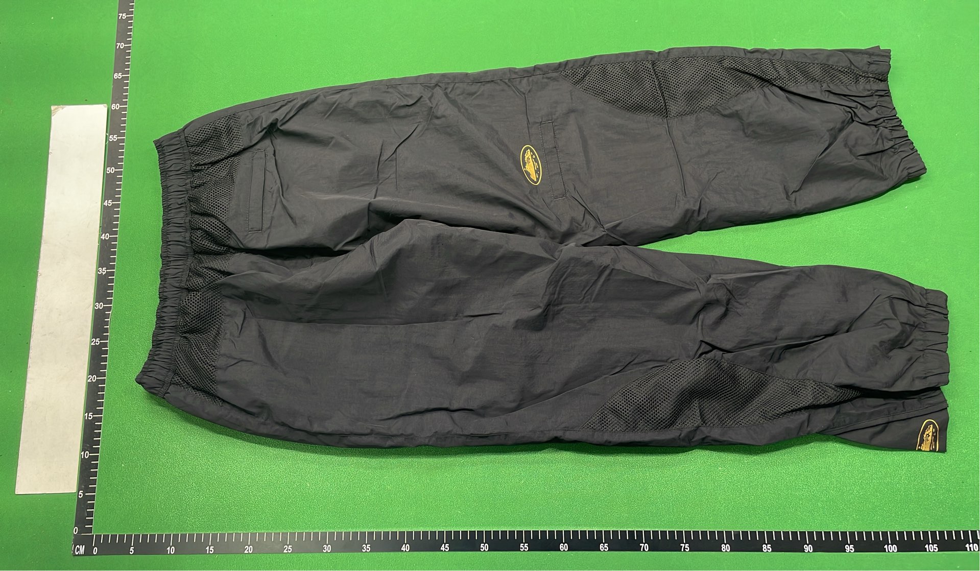 Black Celtic Brand Track Pants with Logo and Mesh Panels