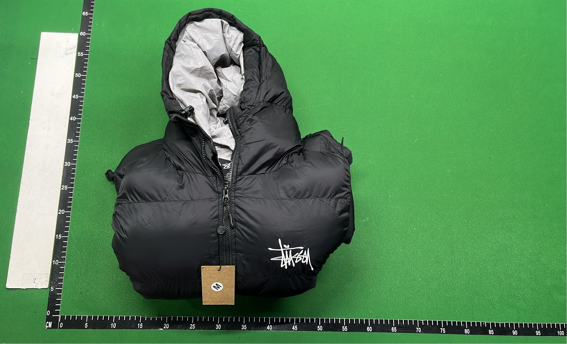 Stussy Black Puffer Jacket with Pink Lining