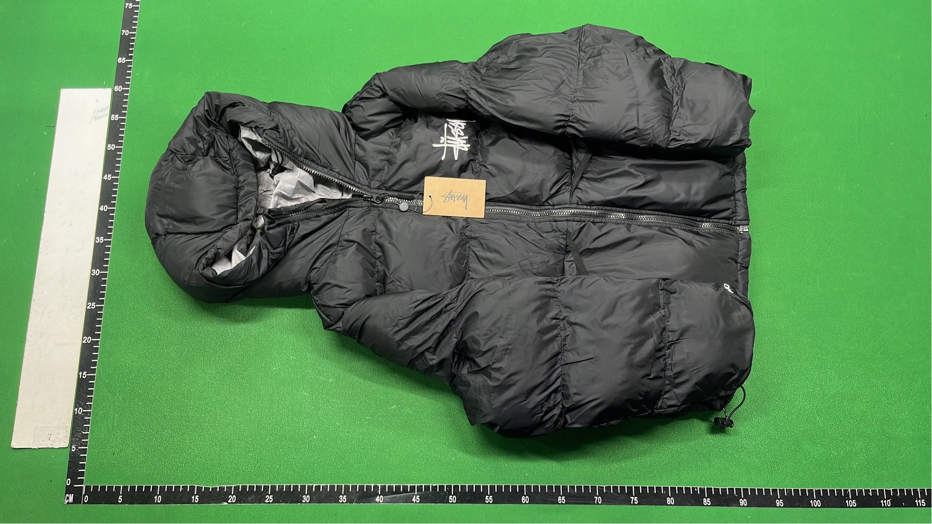 Stussy Black Puffer Jacket with Pink Lining