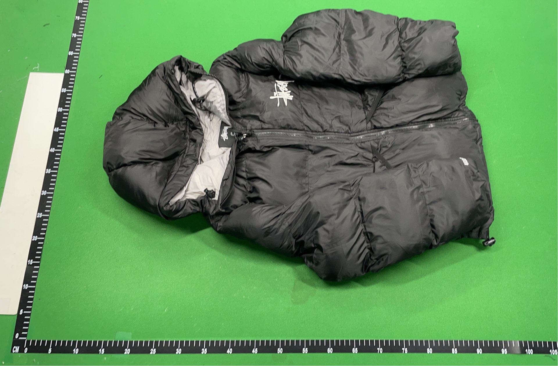 Stussy Black Puffer Jacket with Pink Lining