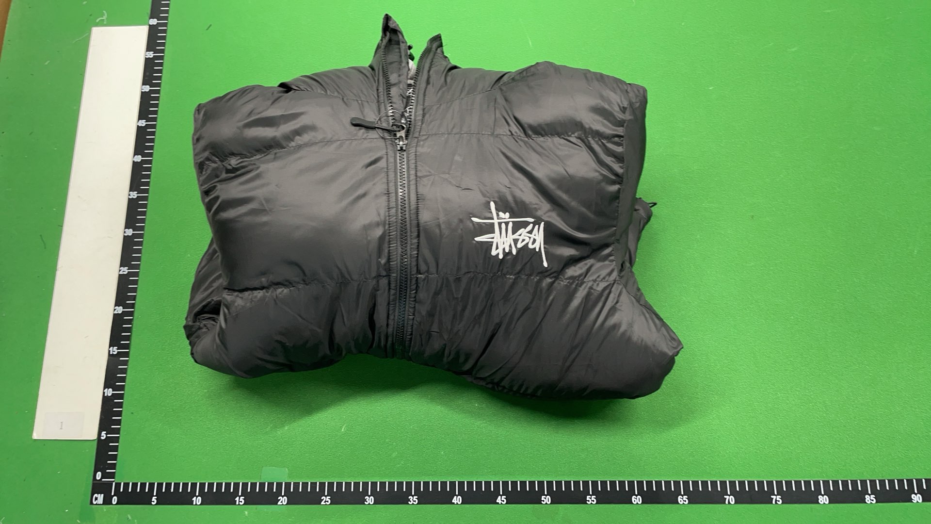 Stussy Black Puffer Jacket with Pink Lining