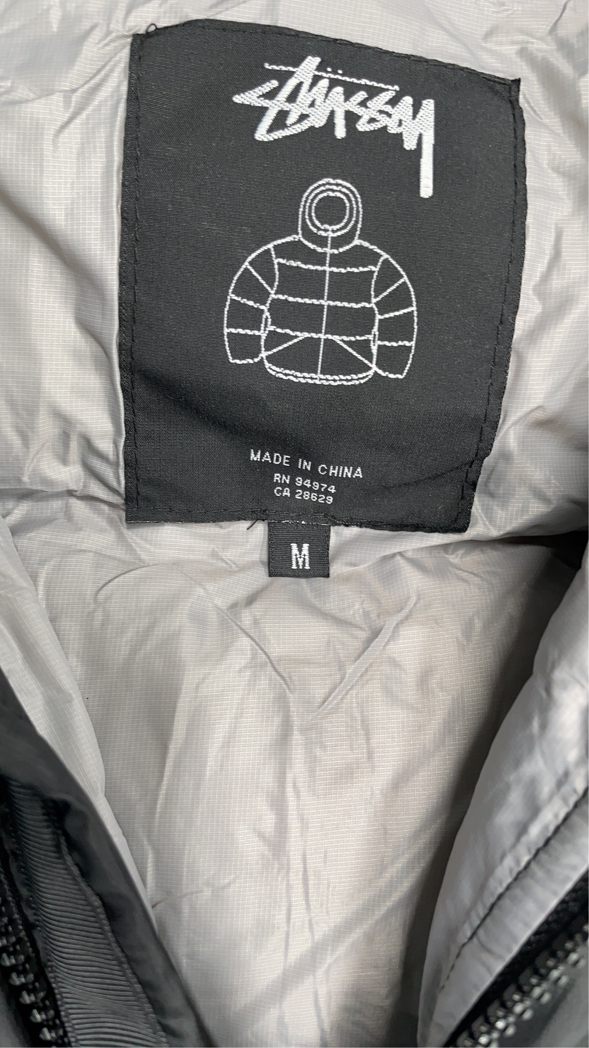 Stussy Black Puffer Jacket with Pink Lining