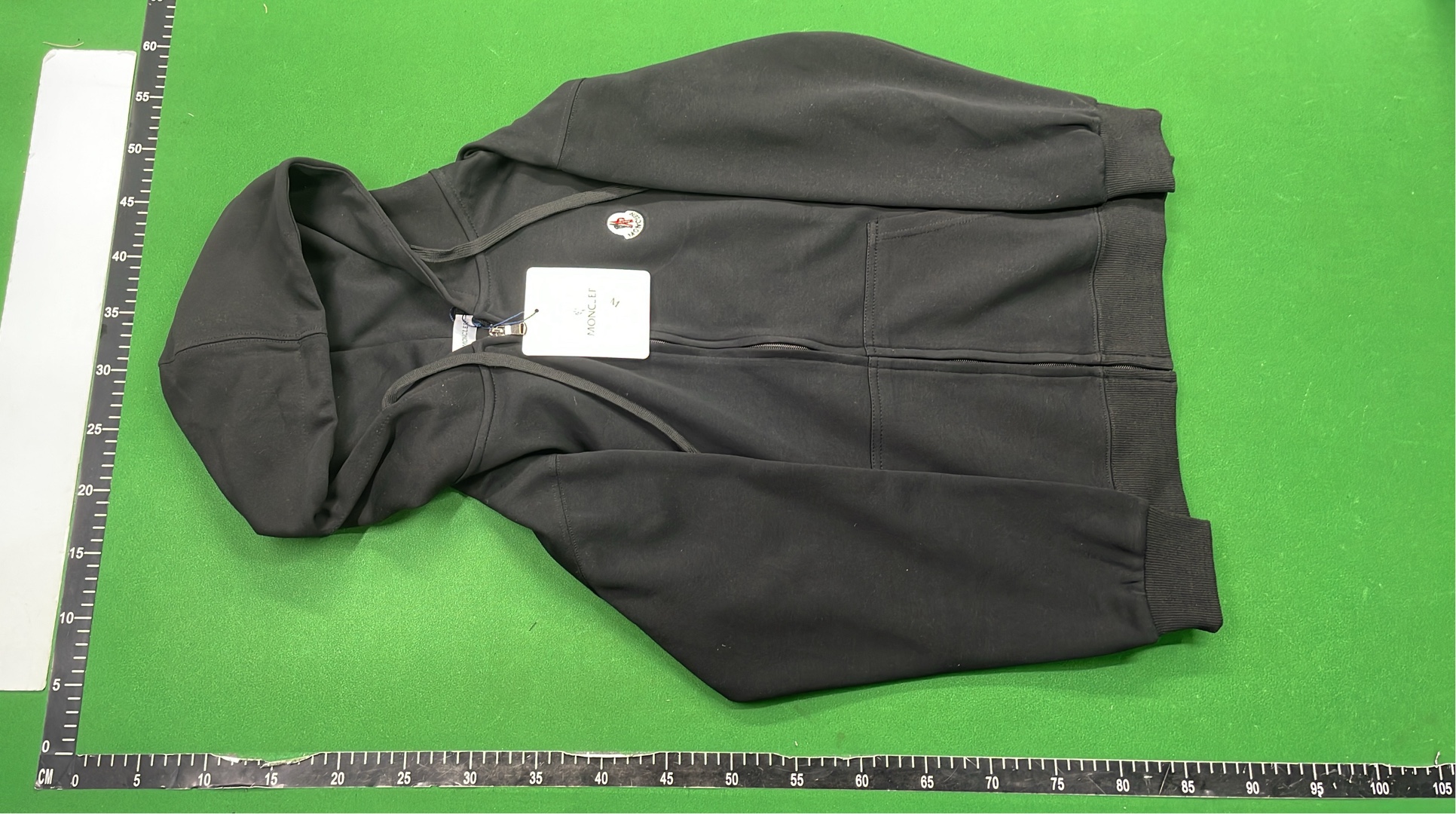 White Moncler Zip-Up Hoodie with Logo Patch