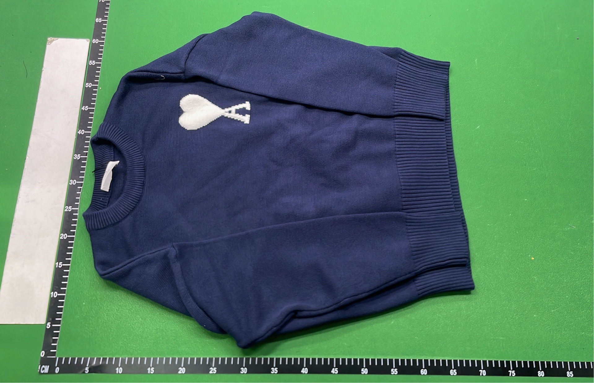 Pink Heart Logo Knit Sweater by ami