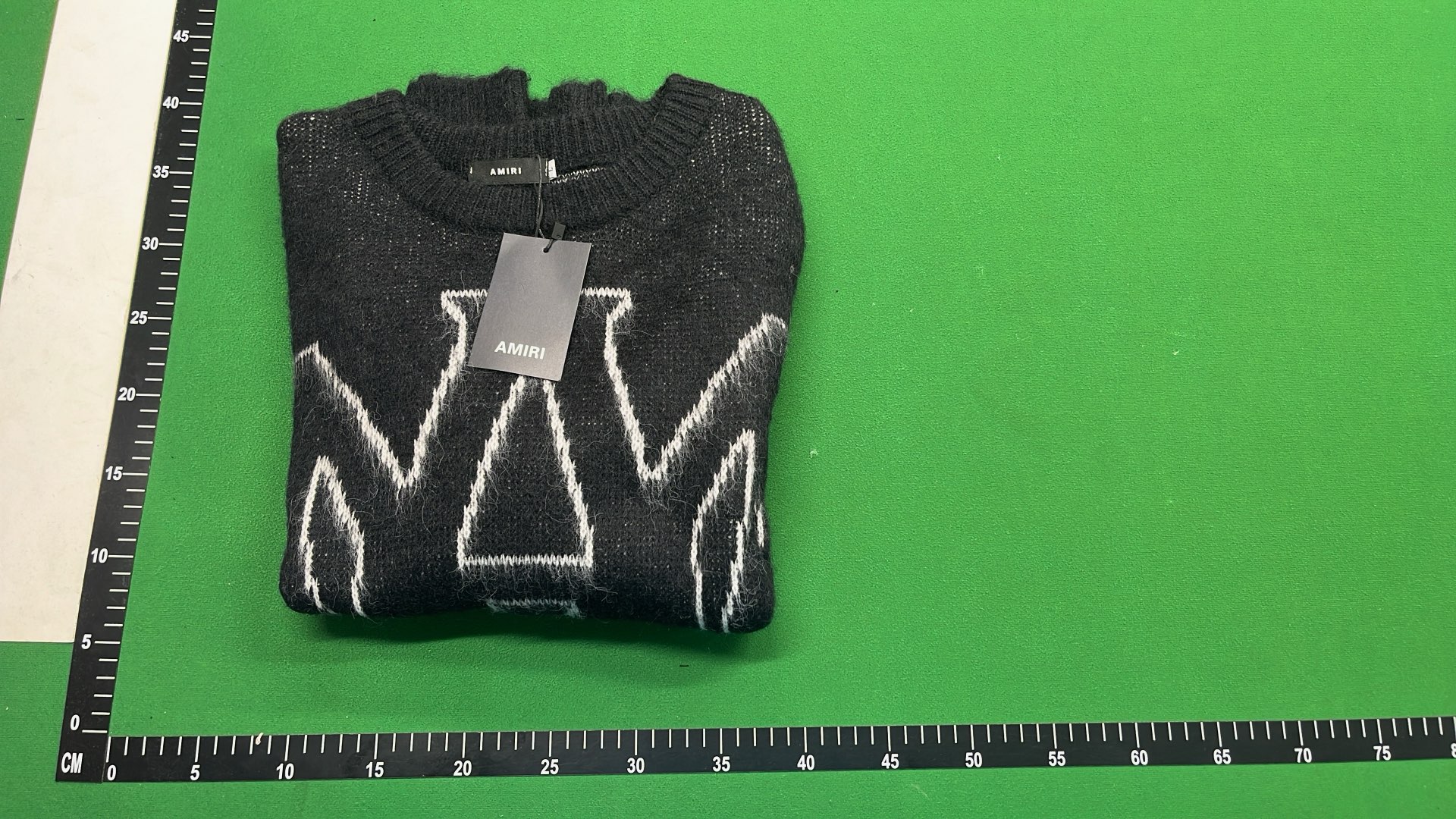 AMIRI Light Blue Knit Sweater with Logo Print