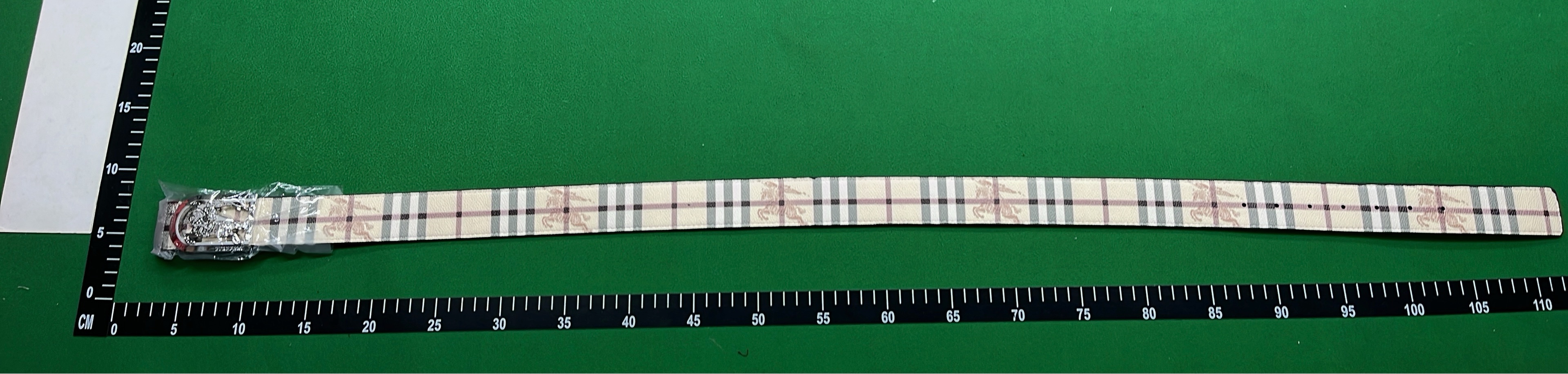 Burberry Monogram Belt with TB Logo - Black Check Pattern