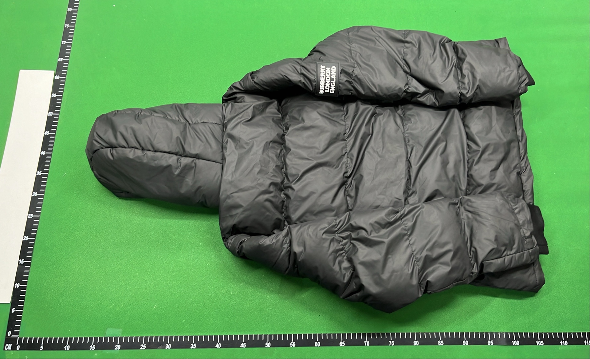 Men's Black Down Puffer Jacket with Hood and Logo Patch